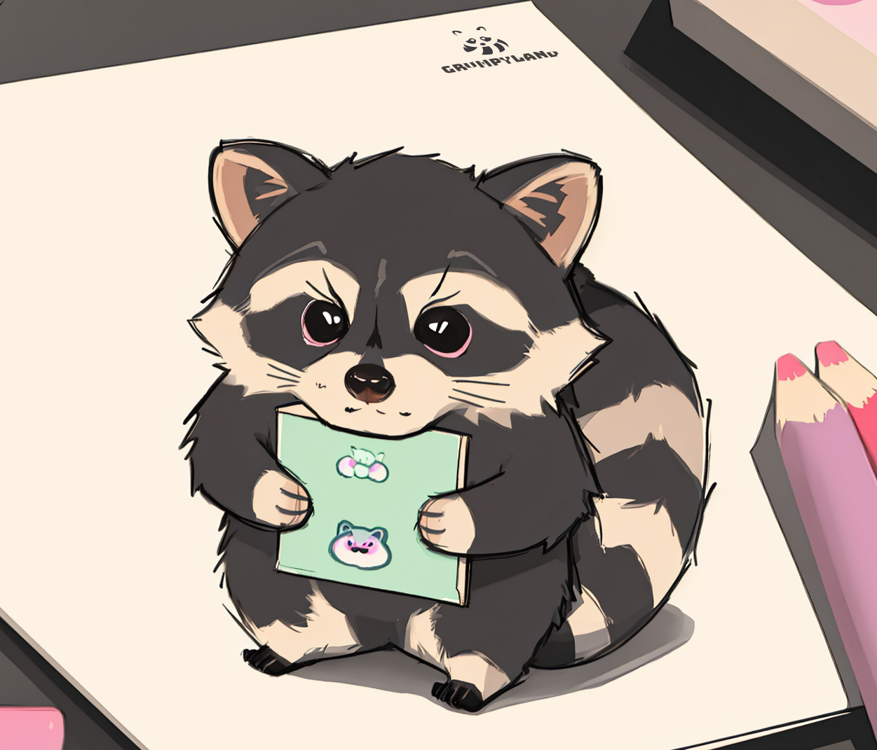 Drawing of a cute raccoon